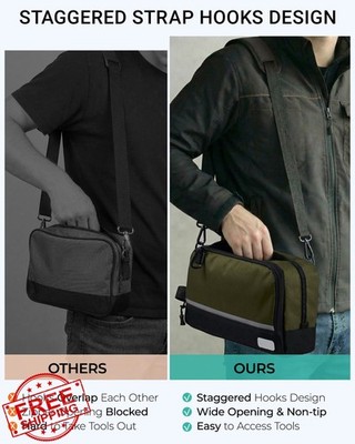 Elviros 2pc Small Tool Bags, 12'' and 10'', Zipper Pouch with Strap