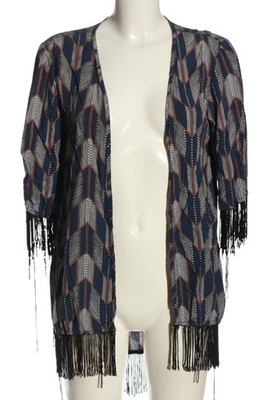 AMISU Blusenjacke Damen Jacke Gr. DE 38 blau-weiß-schwarz Casual-Look