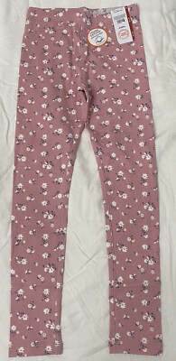 Wonder Nation Girls Leggings  Med 7-8  Cotton Blend Pink Flowers Twins Triplets