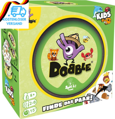 Zygomatic, Dobble Kids, Eco-Sleeves, Kinderspiel, Kartenspiel, 2-8 Spieler, Ab 4