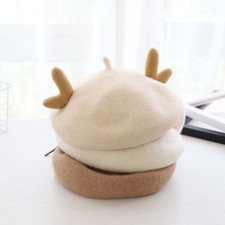 Lady Sweet Cat Bunny Ear Beret Cap Lolita Painter Hat Vintage Wool Warm Handmade