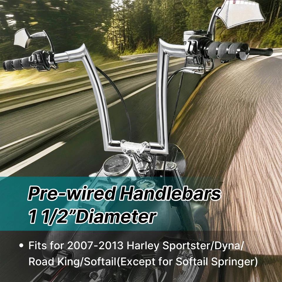 Softail 14" Pre-wired Handlebar for Harley Fat Boy Deluxe Custom Deuce 2007-2013 Foto 2 de 4