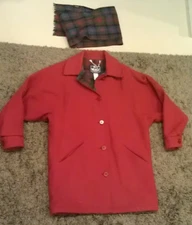 VTG USA Woolrich Women's Long Insulated Winter Coat Jacket + Scarf S Plaid Lined