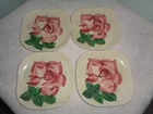 4 Vintage Red Wing Pottery Rose Bread Plates