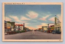 Bay Avenue BEACH HAVEN New Jersey Shore Vintage Linen Postcard 1952