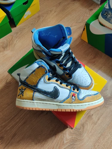 Nike SB Dunk High Carpet Company White Royal Pulse Dark Sulphur UK 8 Tear Away