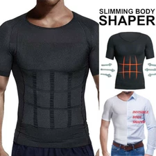 Men Slim Fit Shaper T-shirt Posture Corrector Vest Compression Gym Workout Tops