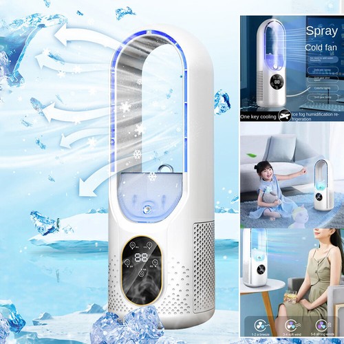 Portable Air Cooler Leafless Electric Fan 6 Speed Silent Timer Air Conditioner