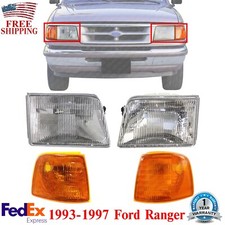 Headlights Assembly Halogen Corner Lights Lenshousing For 1993-97 Ford Ranger