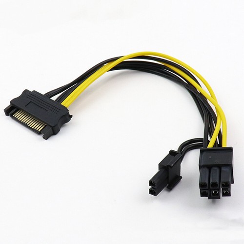 20pc 15-pin SATA Male to 8-pin (6+2) PCI-E PCI Express Power Adapter Cable 8" - Picture 9 of 9