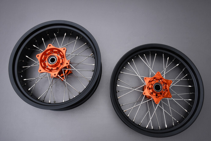 Spoked Supermoto Front + Rear Wheels Rims For KTM ENDURO 690/R