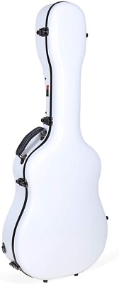 Crossrock Dreadnought Acoustic Guitar Case, White Fiberglass Flight Hardshell