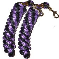 Poly Lead Rope Purple/Black 5/8" x 9' w/Brass Plated Bolt Snap 2-Pack 18019
