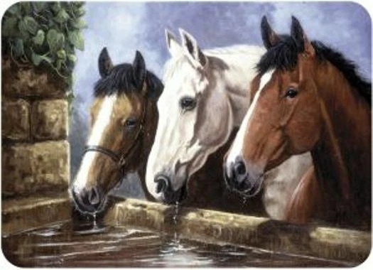 Three of a kind horses Tuftop Worktop Saver 40x30cm Glass Chopping Board