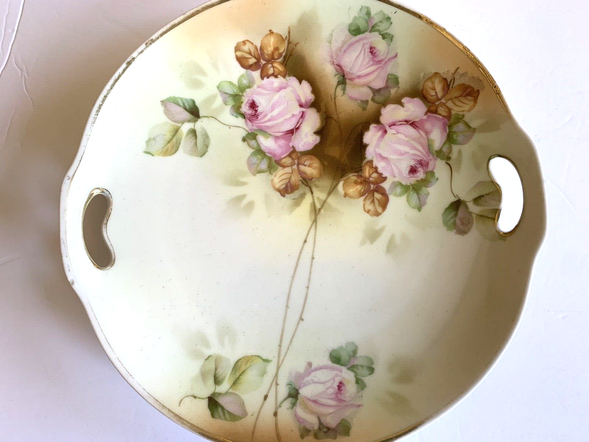 Antique German Porcelain Cake Plate Prov SXE E.S. Germany 1920s
