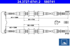 ATE 24.3727-0741.2 Seilzug, Feststellbremse Hinten für OPEL Kadett E
