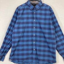 Ted Baker Blue Plaid Long Sleeve Button Down size Large