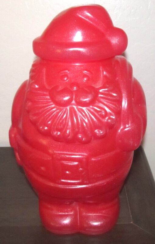 Vintage PackerWare Santa Claus Red Sparkle Plastic Cookie Jar  12" Blow Mold