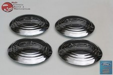 32-33 Ford Logo Stainless Hub Caps Passenger Car Pickup Truck Licensed Set of 4