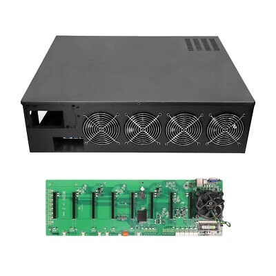 GPNE Mining Rig Case 8 GPU Slot Miner Frame Kit w/ Motherboard CPU RAM FAN