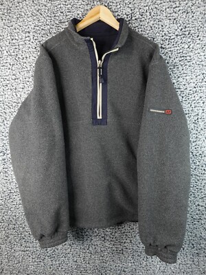Vintage Abercrombie & Fitch Men s Reversible 1/4 Zip Jacket Large Blue Gray Retr