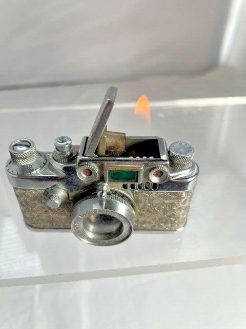 Vintage Silver LUMIX Camera Lighter in Working Condition