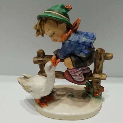 Goebel Hummel BARNYARD HERO Boy Goose Flower Large 195 1/0 TMK 6 Cute NM VINTAGE