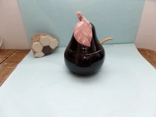 Eggplant Condiment/Syrup Server Portugal Porcelain