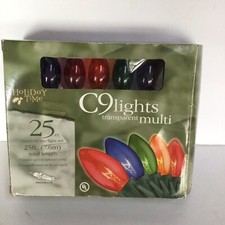 NEW Holiday Time C9 Lights Transparent Mult-color Outdoor Use 25 Bulbs 25 Feet