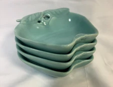 Vintage Hoenig Of California Turquoise Apple Dessert Dishes Set of Four #734 USA