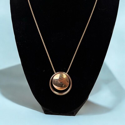 Luxe SKAGEN Denmark Gold Tone Modernist Round Circle Retro Pendant 18