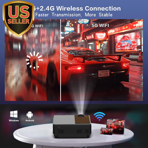 Projector with Wifi and Bluetooth, Native 1080P HD Projector, Portable Outdoo...