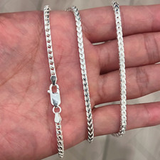 Real 3mm Franco 925 Sterling Silver Solid Necklace Bracelet Diamond Cut ITALY