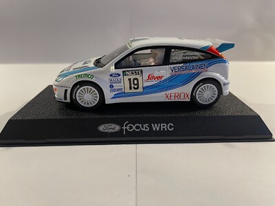 Scalextric C2343 1/32 Ford Focus WRC Lindstrom/Laukkanen Slotcar. Weiß. Nr. 19