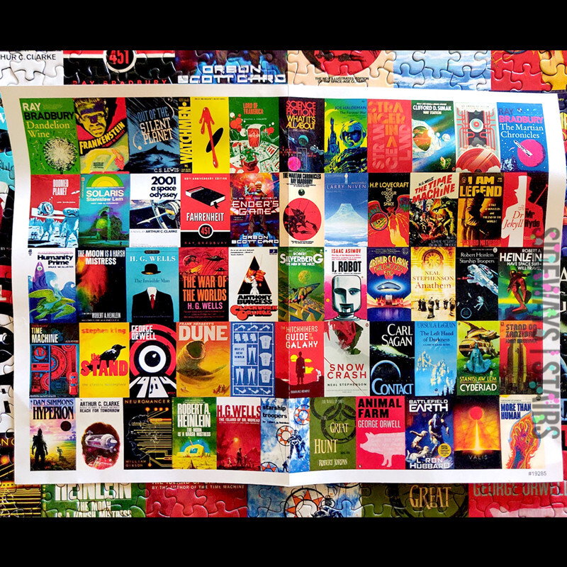 SCIENCE FICTION NOVEL PUZZLE book cover art Frankenstein Dune