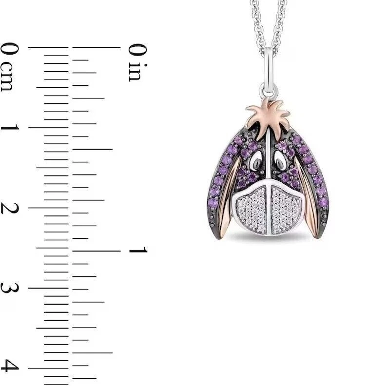 0.5 Ct Round Simulated Amethyst Women's Eeyore Pendant 14K Two Tone Gold Plated - Image 2 of 4