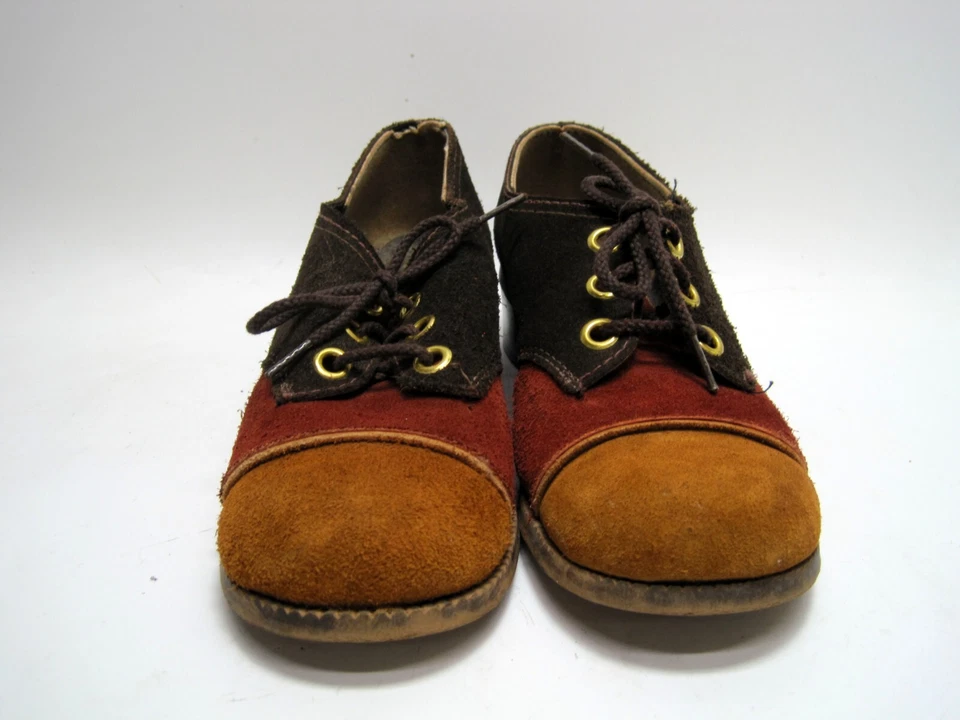 Zapatos de plataforma discoteca de colección años 70 tri-tono gamuza cuero talla 6 1/2 para mujer Foto 3 de 4