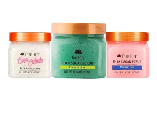 Tree Hut Shea Sugar Scrubs 18 oz Gentle Exfoliating Body (Variety Pack of 3) - Picture 1 of 6