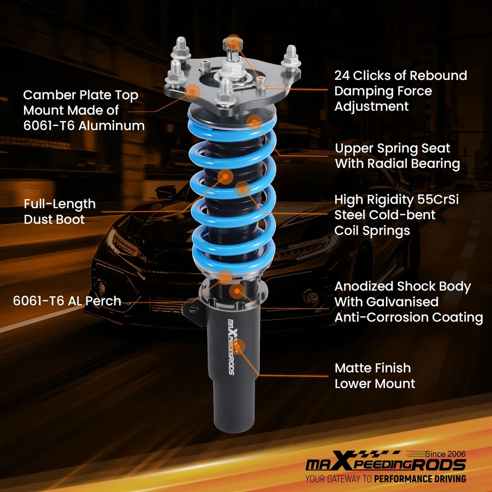 MaXpeedingrods T6 Street Coilovers Suspension Kit for Honda Civic (FC) 2016-2021 - Image 3 of 4