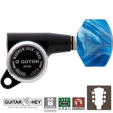 NEW Gotoh SG381-P7 MGT Locking Tuners L3 R3 BLUE Pearloid Buttons 3x3 - BLACK
