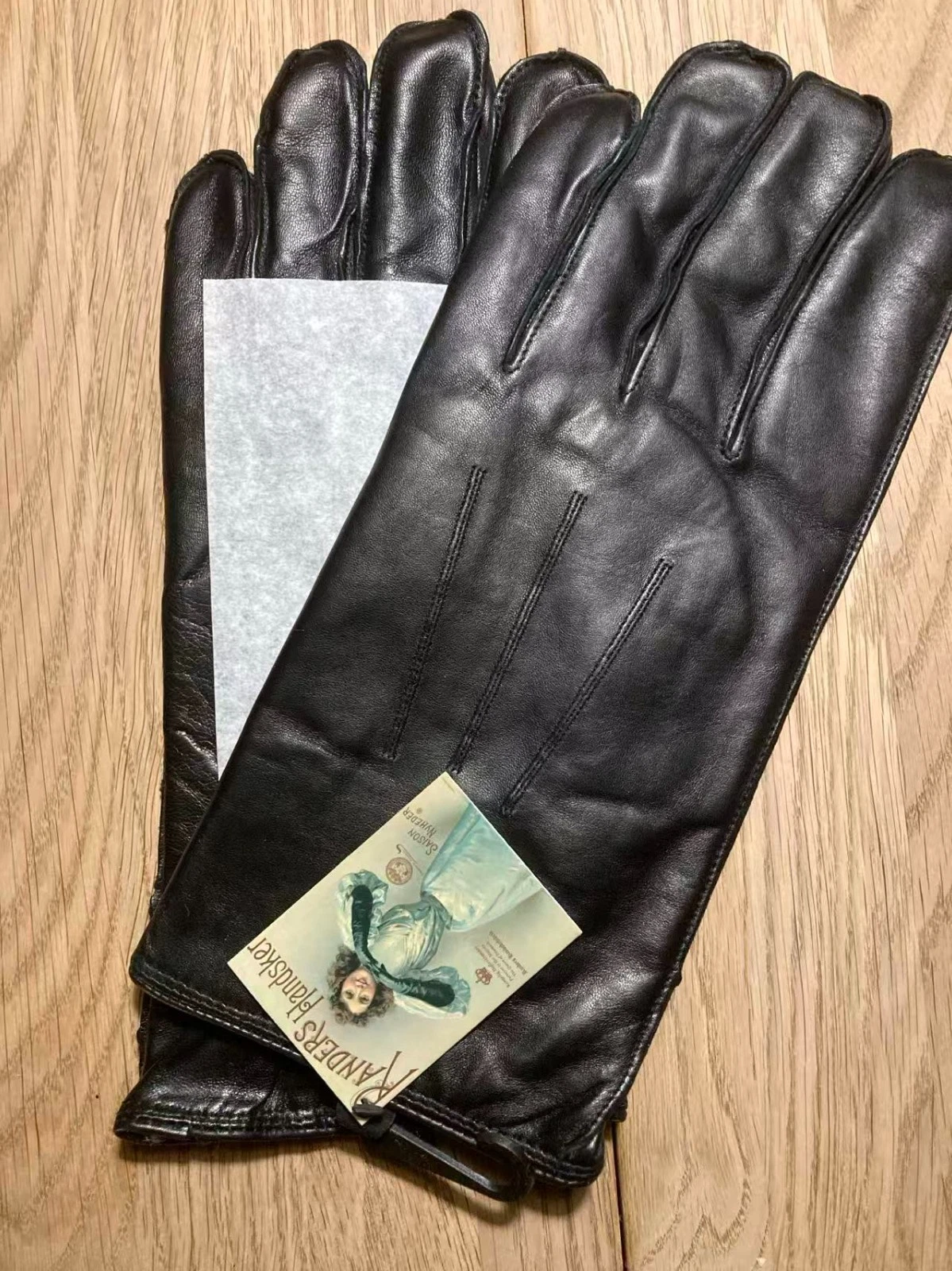 Randers Handsker Men’s Black Leather Gloves (Size 10) Danish Lambskin New