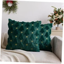 Christmas Tree Pillow Covers 16x16 Inch Set of 2 16" x 16" (Pack of 2) Green