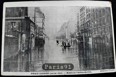 Nr. 91 PARIS ÜBERSCHWEMMUNGEN VON 1910 AVENUE LEDRU-ROLLIN RESTPOSTEN MAUBERT ungeschrieben
