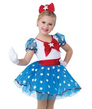 Dance Costume Medium Child Blue AWCT 23004 Jazz Tap USASequins Stars