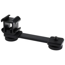 Triple Cold Shoe Mount Adapter Extension Bar 1/4 Inch Screw Black Aluminum