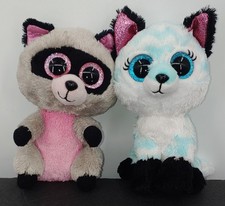 Lot Of 2 Ty Beanie Boos Rocco The Raccoon And Atlas The Fox Plush Stuffed Animal