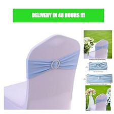 10 Pcs Stretch Spandex Chair Sashes with Buckle Slider - Baby Blue Wedding