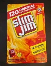 Slim Jim Original Meat Snacks 0.28 oz 120 Pack Bulk Beef Jerky Sticks.
