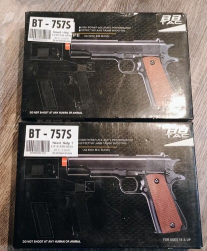 A Pair of BB Tac M21 Air Soft Guns (Military Style Pistols) Silver finish ++++++