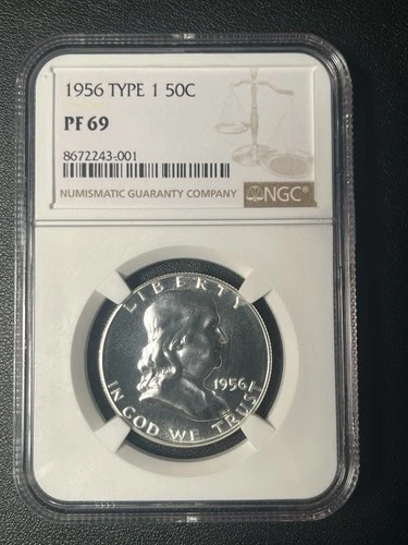 1956 TYPE 1 Franklin Half Dollar Proof NGC PF 69 PR69 50C RARE!